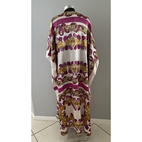 Vintage Winlar Caftan OS Kaftan Ribbon Floral Maxi Dress Boho Beach Mrs Roper - Picture 4 of 14